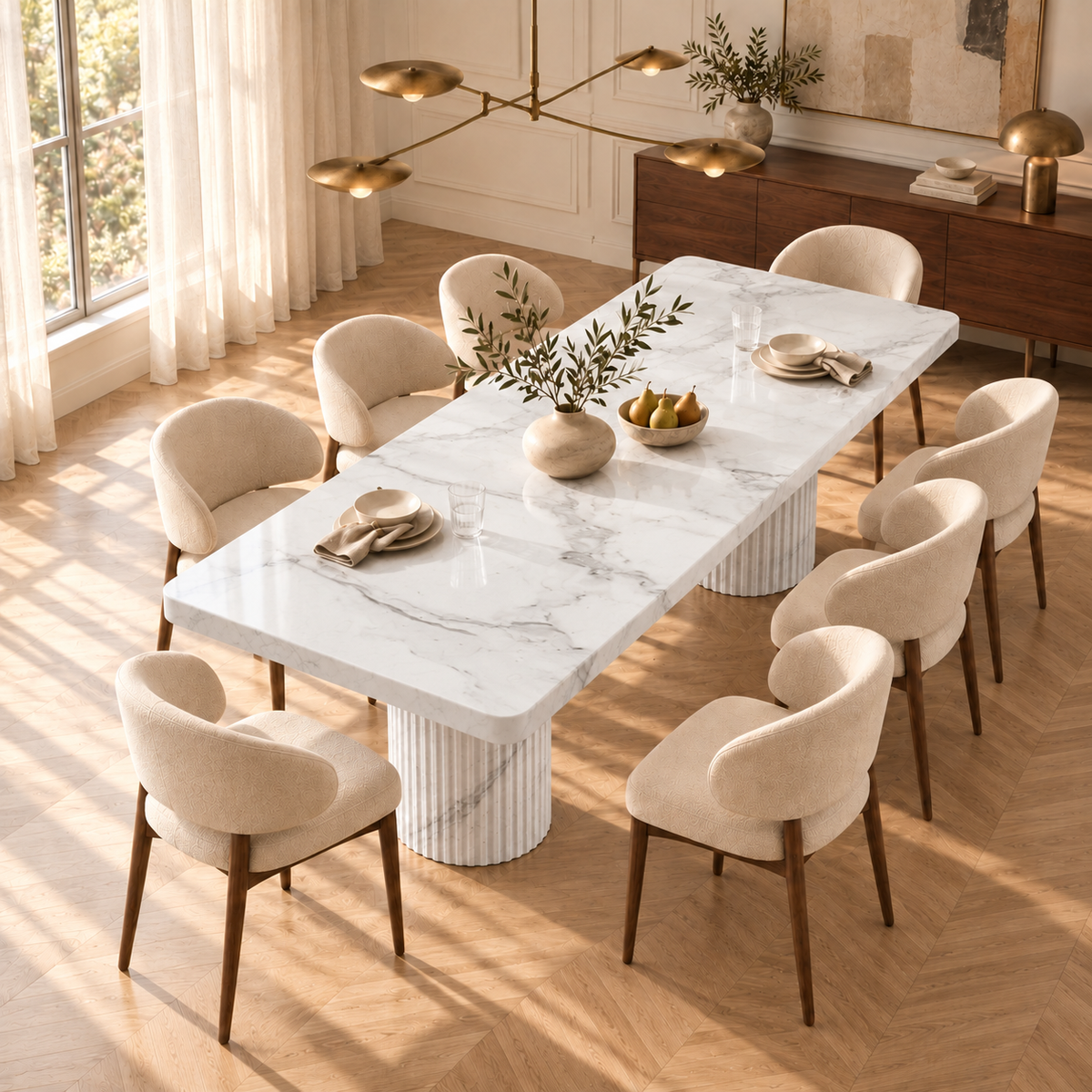 Colonna Fluted Pedestal Dining Table
