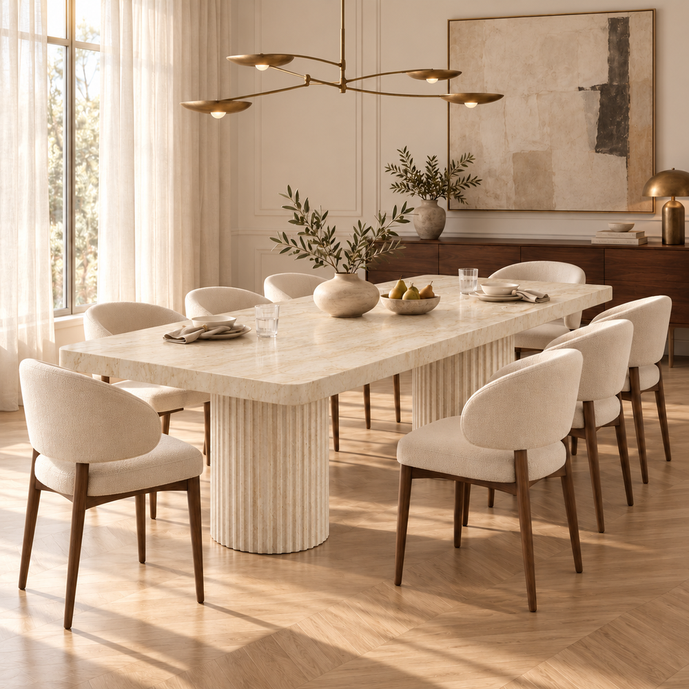 Colonna Fluted Pedestal Dining Table