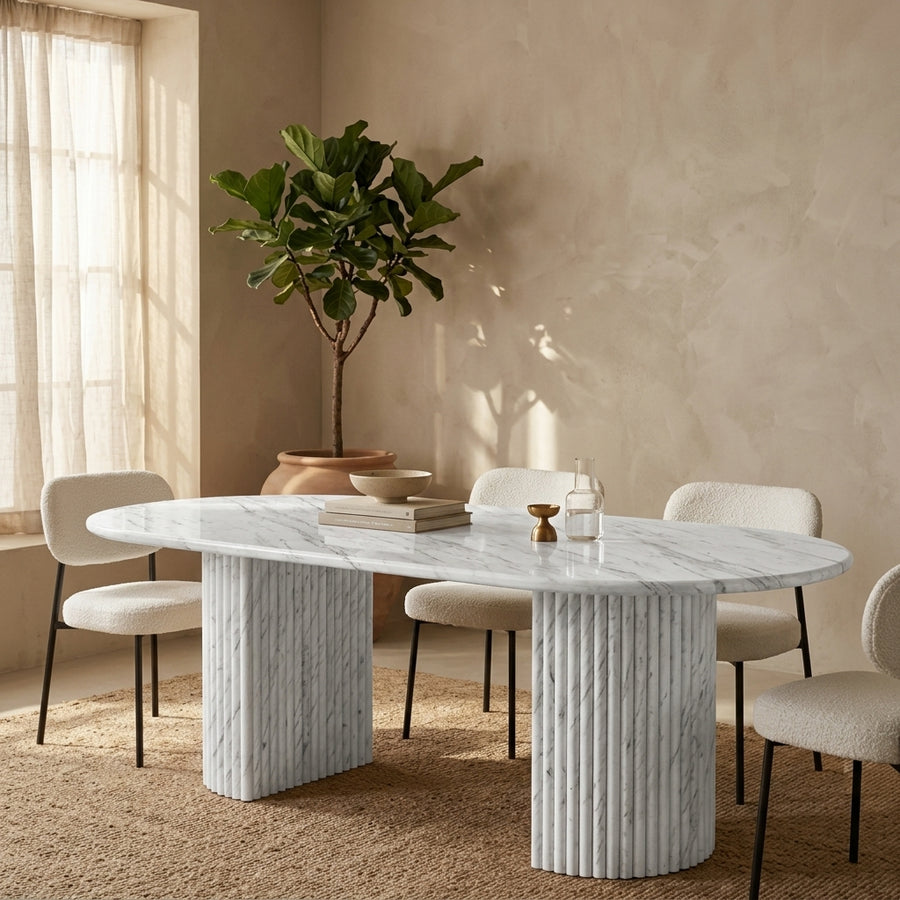 Fluted Round Stone Dining Table
